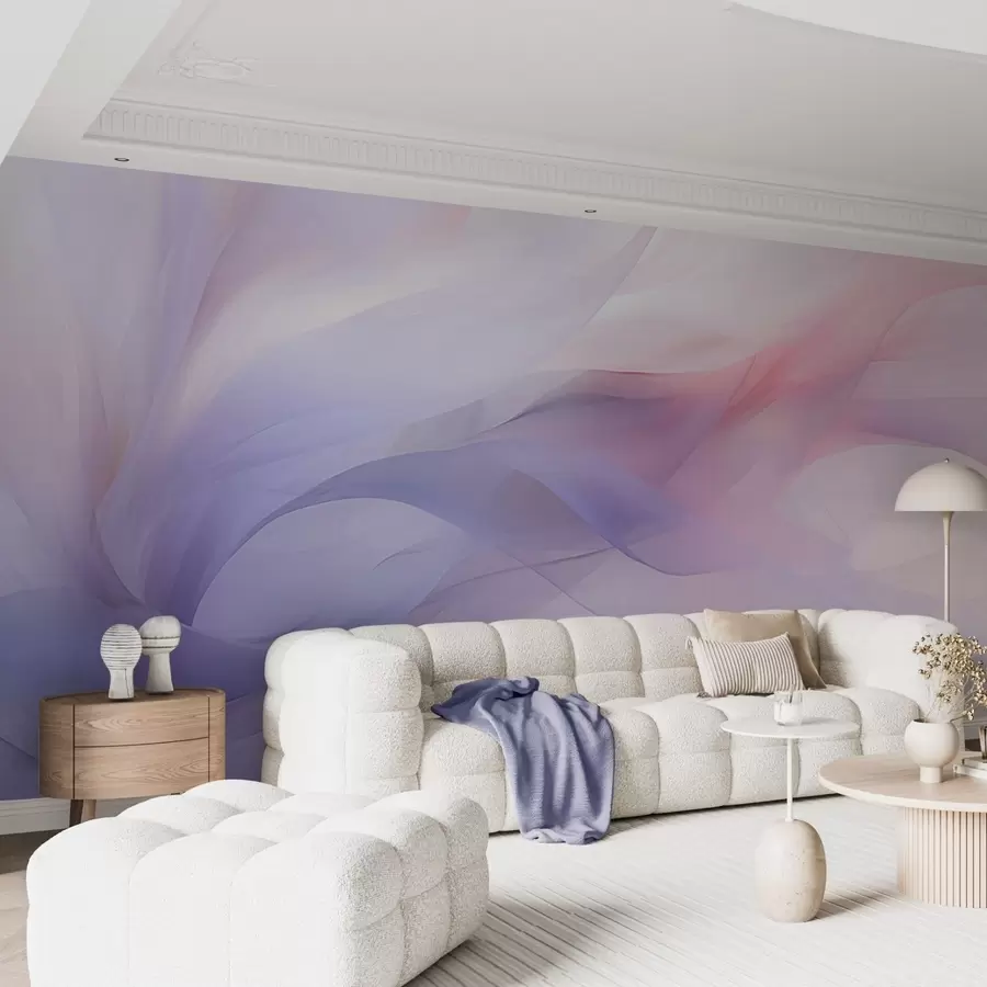 wall murals Soft abstract waves in blue and pink tones w09508