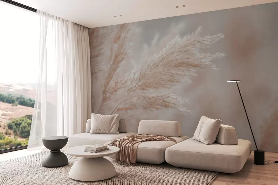 wall murals stylised large reeds w04814