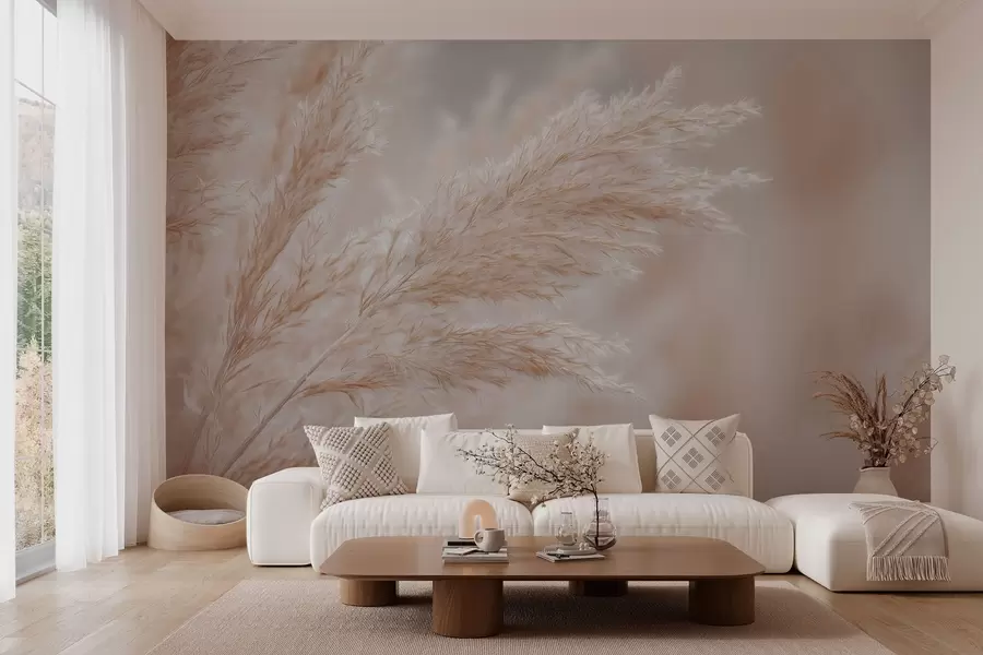 wall murals stylised large reeds w04814