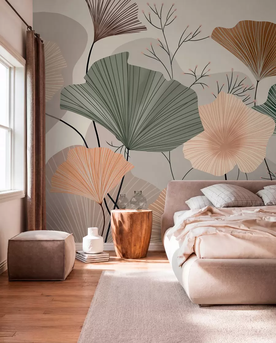 wall murals stylish lotus leaves w04815