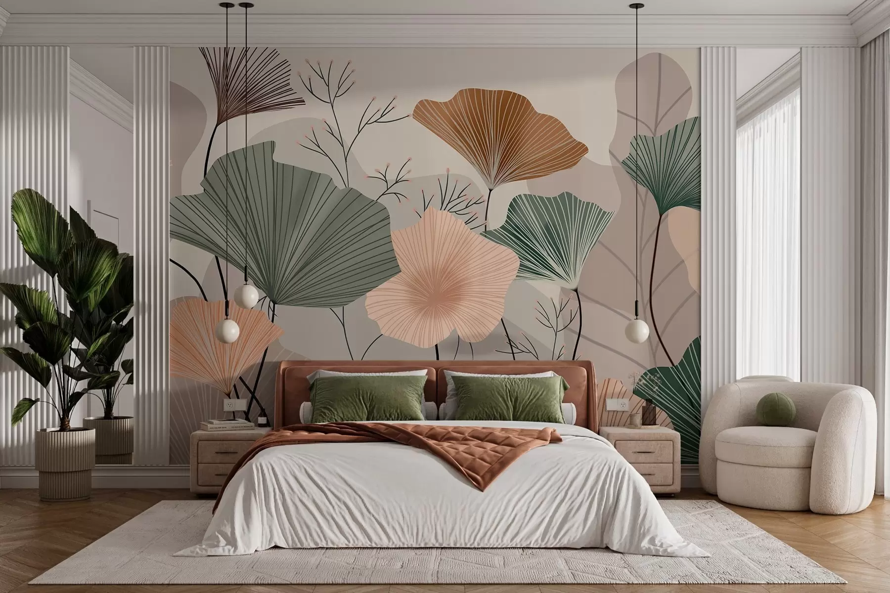wall murals stylish lotus leaves w04815
