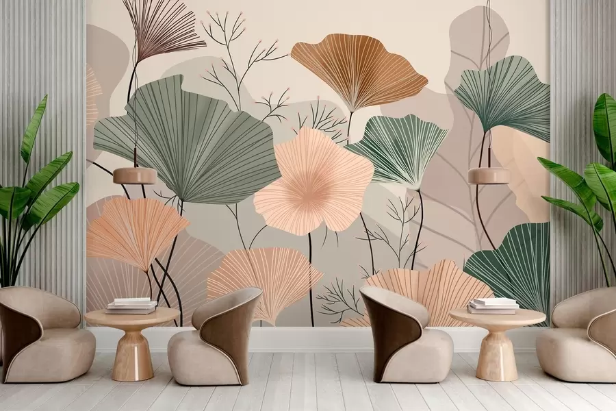 wall murals stylish lotus leaves w04815