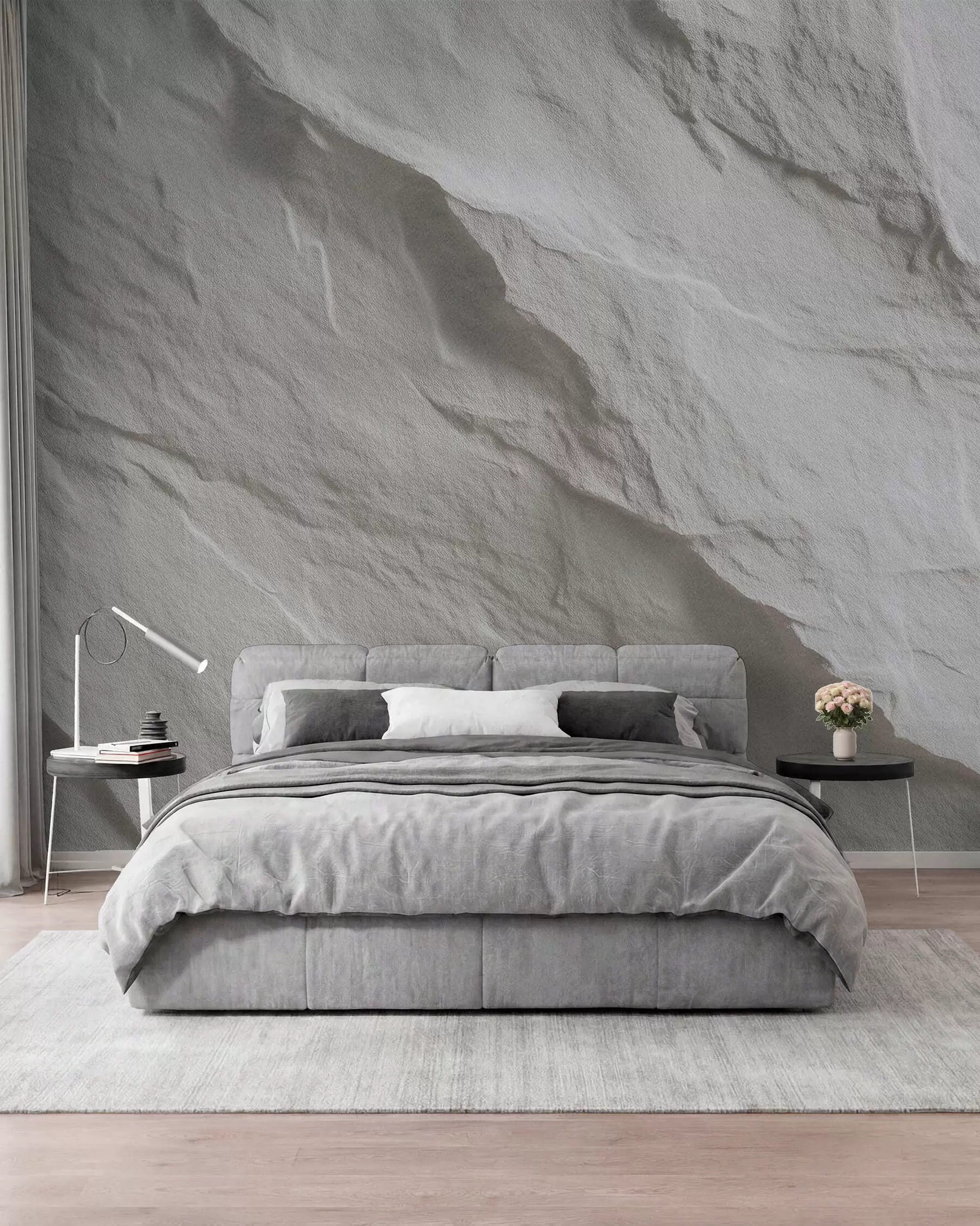 wall murals imitation of white rock in interior design w04818