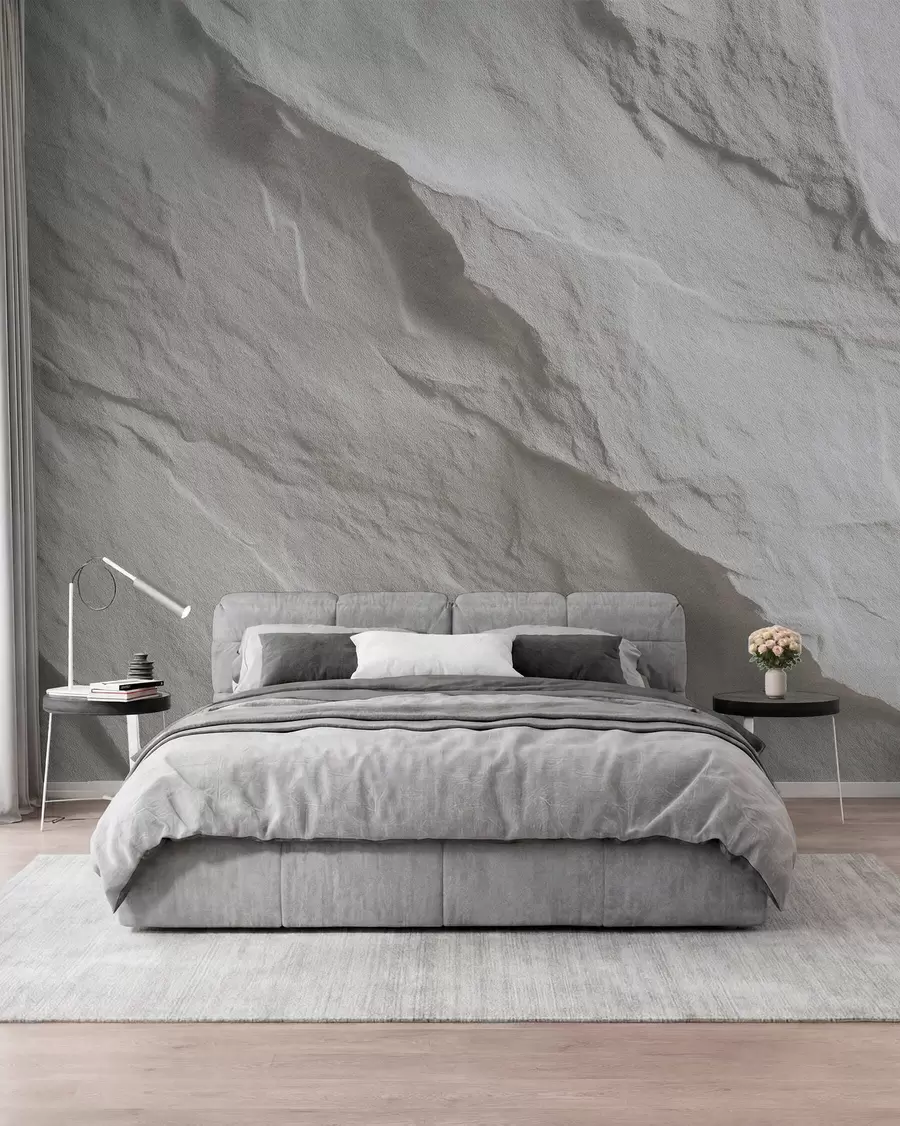 wall murals imitation of white rock in interior design w04818