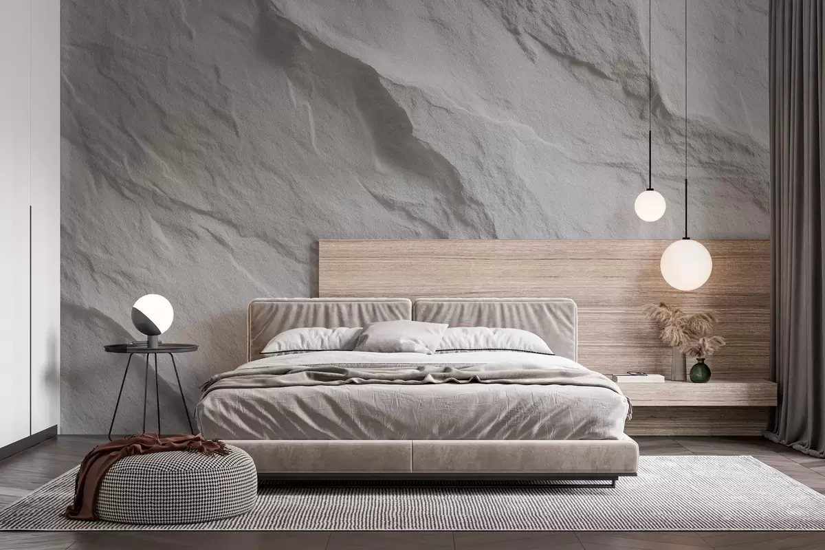wall murals imitation of white rock in interior design w04818