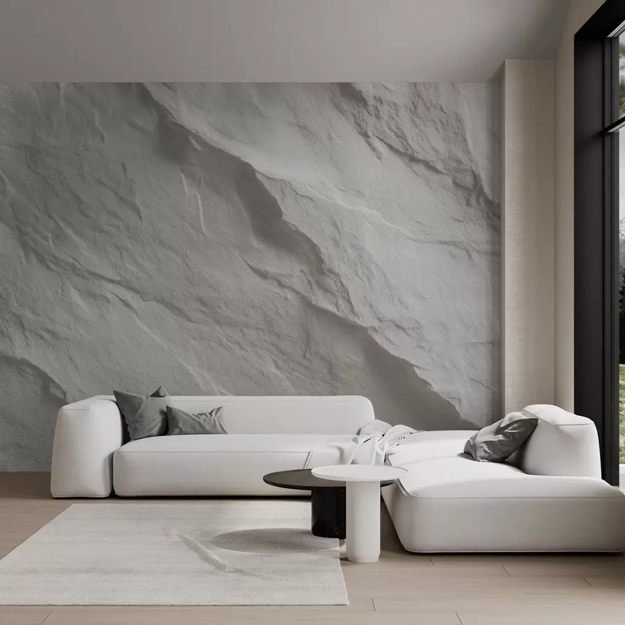 wall murals imitation of white rock in interior design w04818