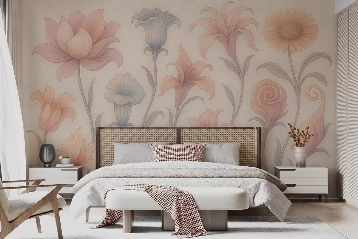 wall murals Tender floral composition in pastel colors w09503