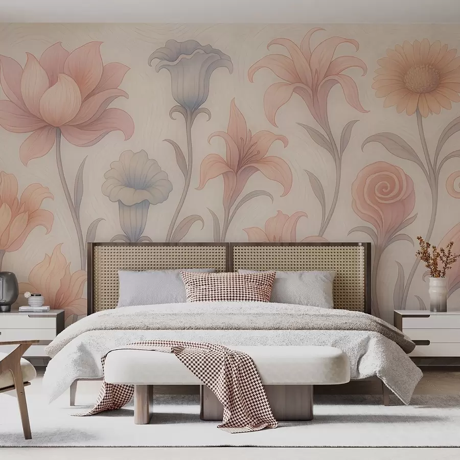 wall murals Tender floral composition in pastel colors w09503