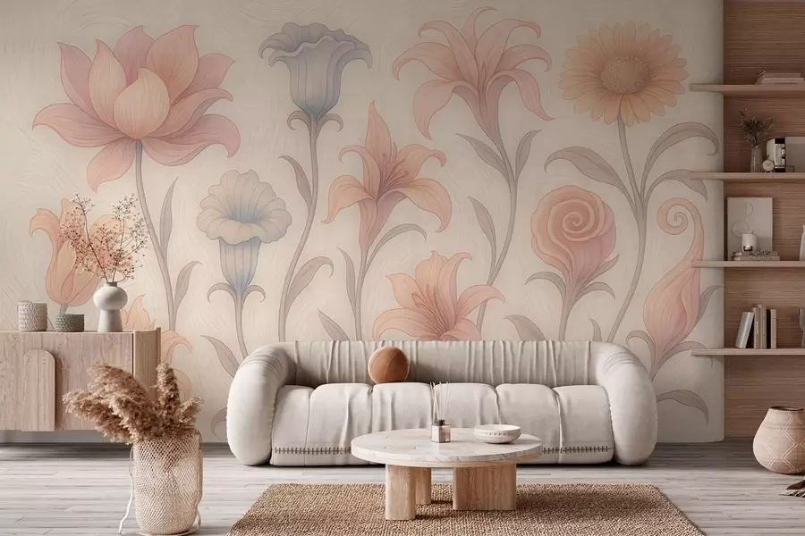 wall murals Tender floral composition in pastel colors w09503