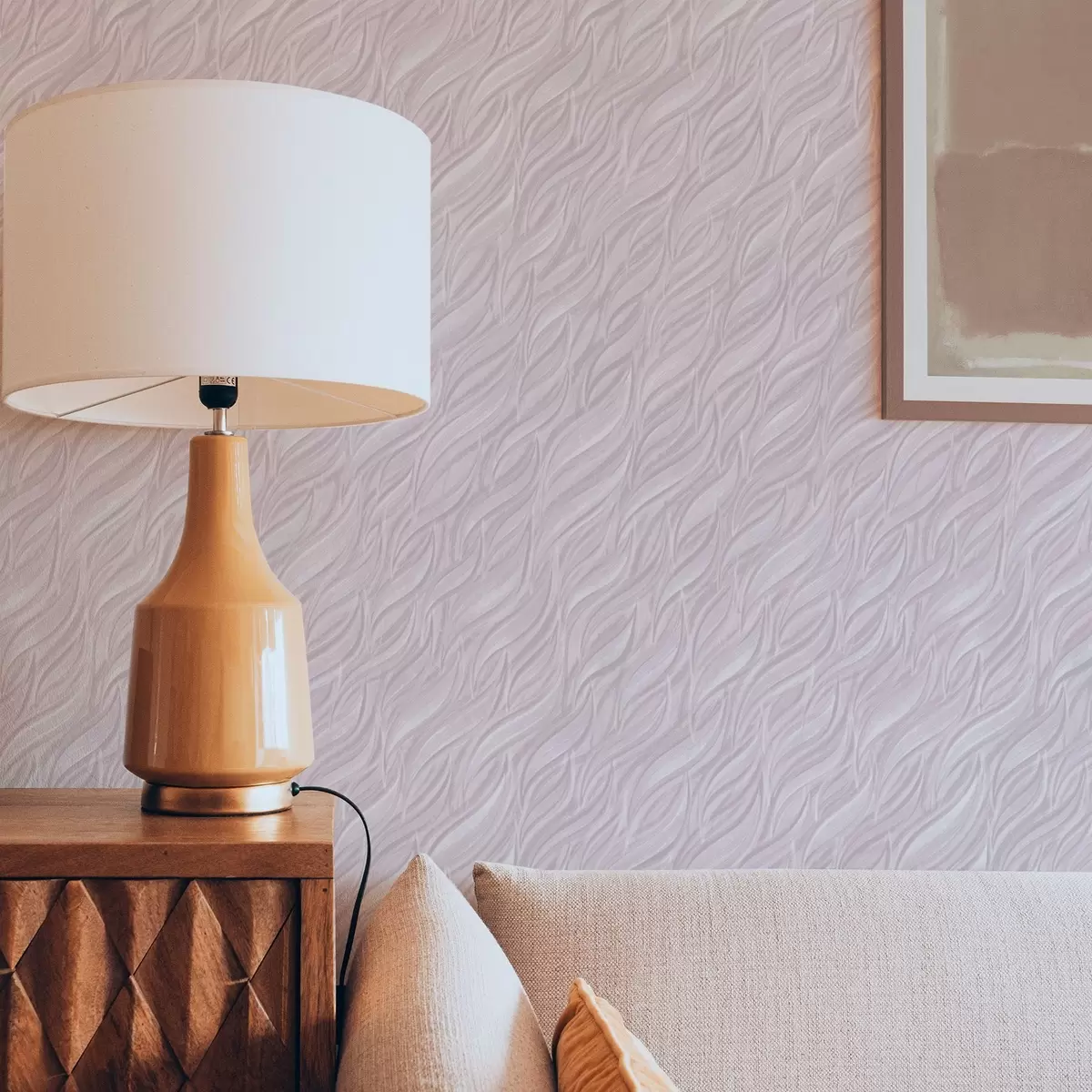 Wallpaper Textured brush waves, powder pink a00688v1