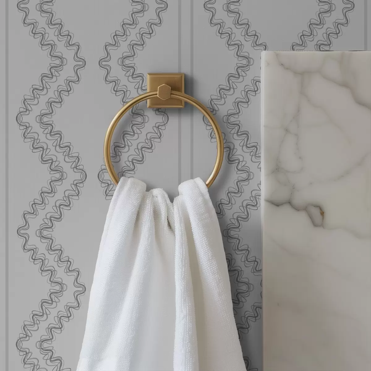 Wallpaper Lace-line zigzags, neutral gray a00689v2