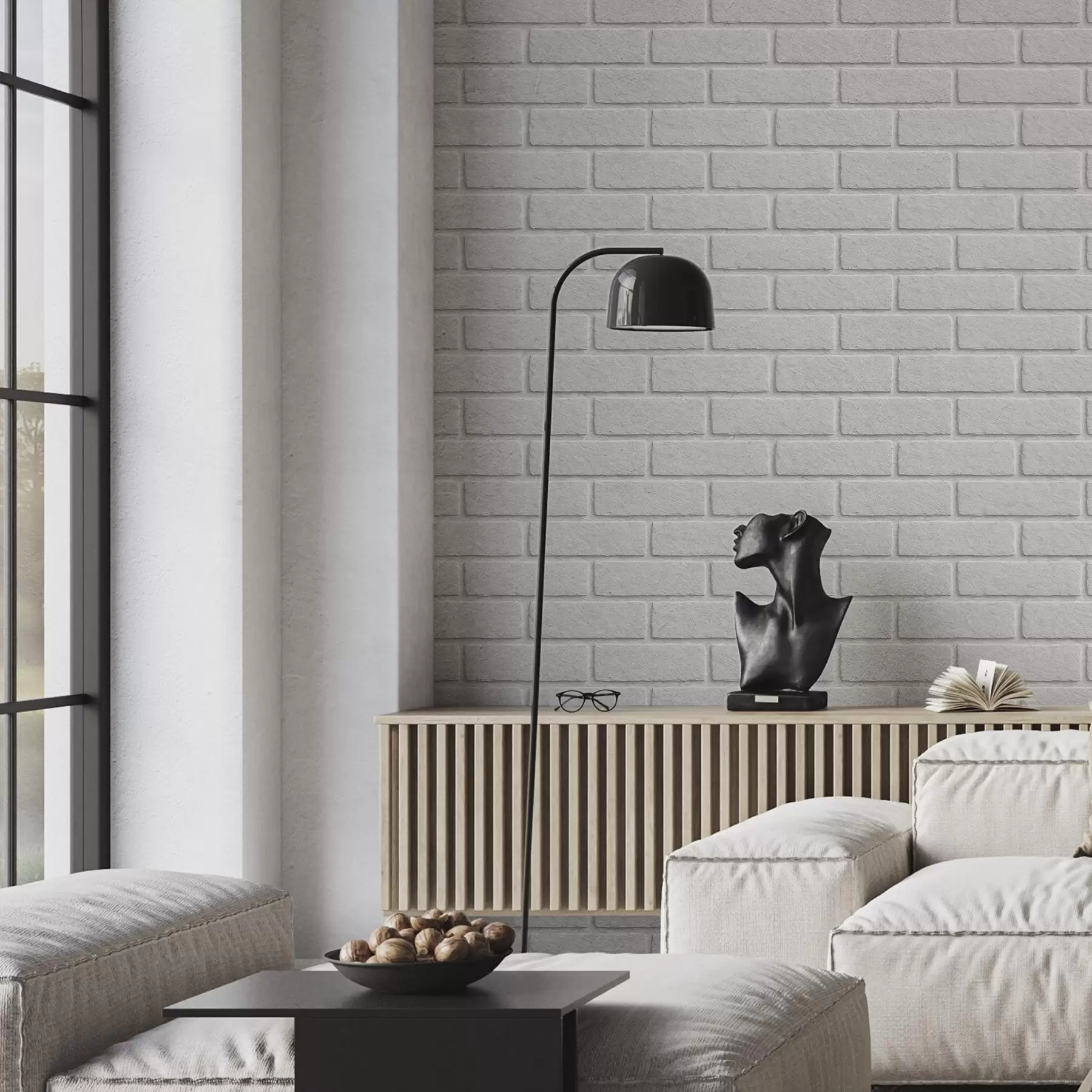 wall murals White brick texture, horizontal layout a00877