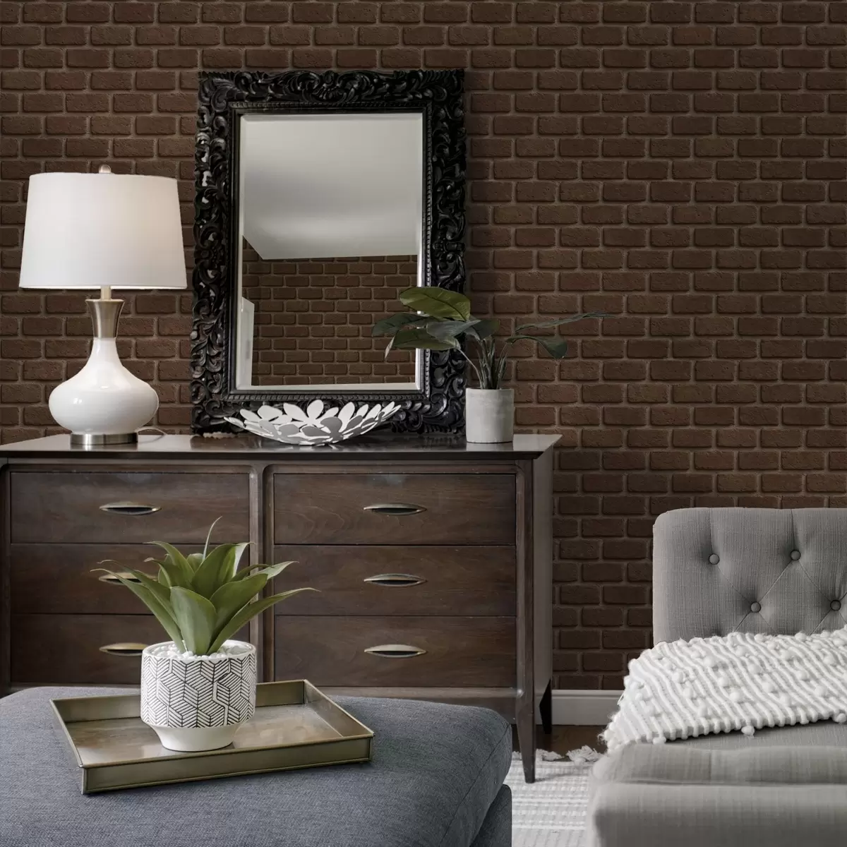 Wallpaper Rustic brown brick texture a00879