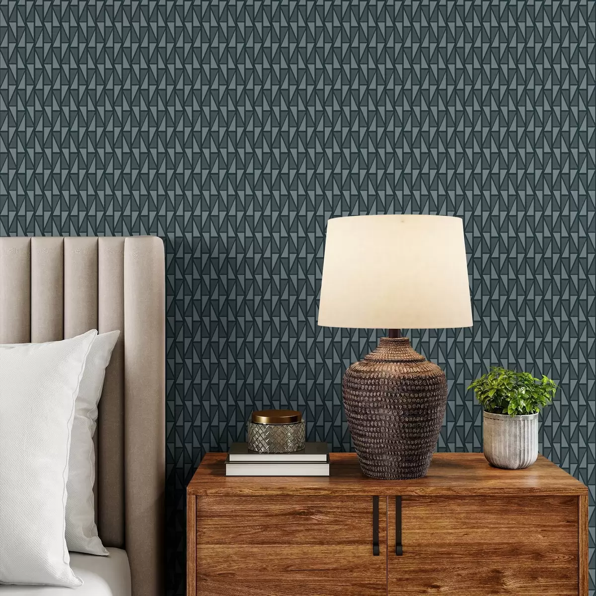 Wallpaper Deep teal lattice with dense crisscross beams a00902v1
