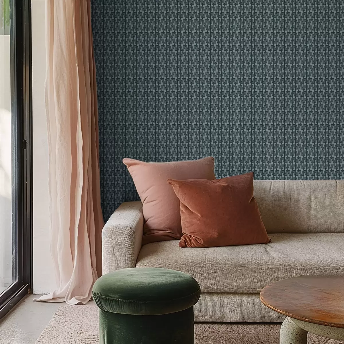 Wallpaper Deep teal lattice with dense crisscross beams a00902v1