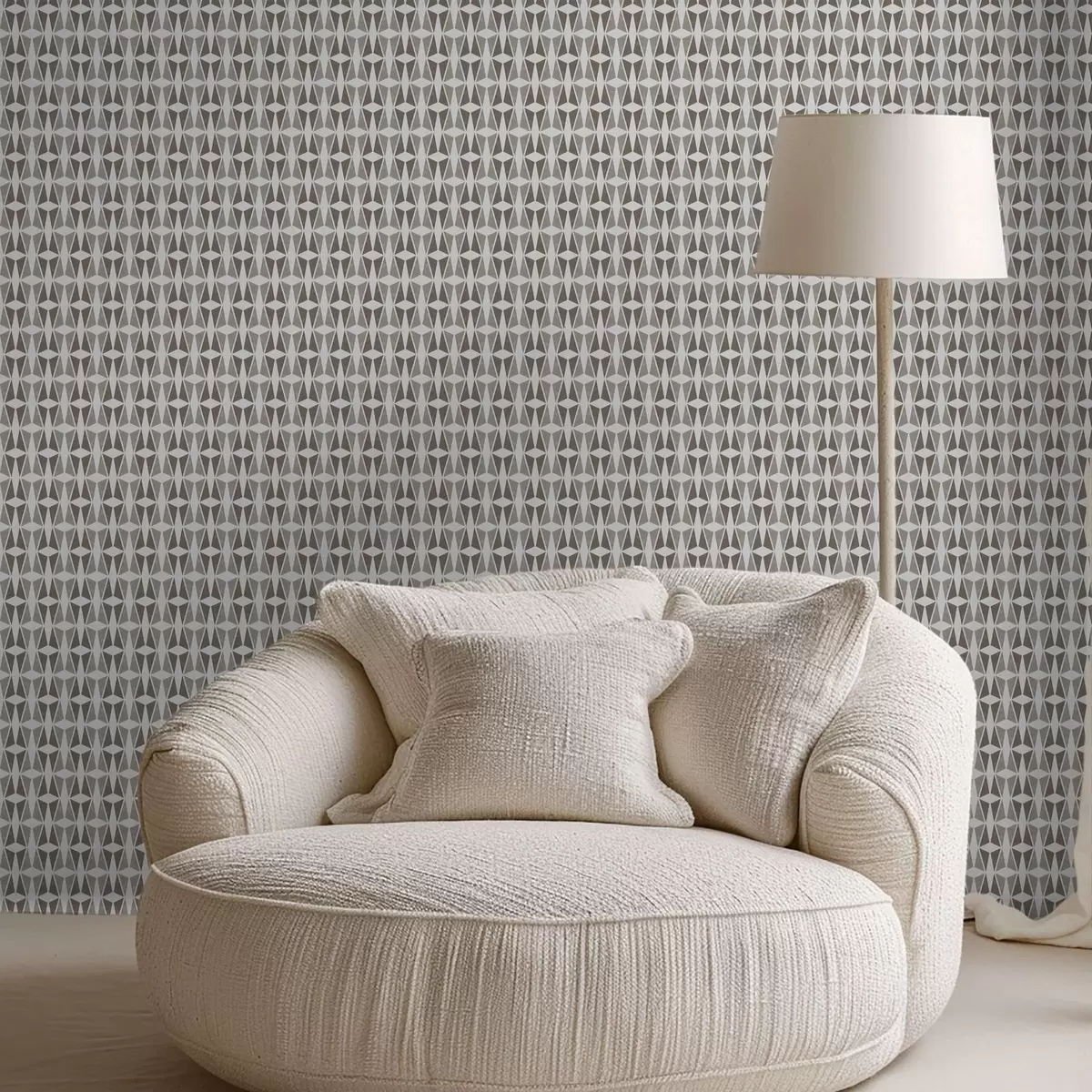 Wallpaper Taupe and white diamond tessellation, mid-century feel a00905