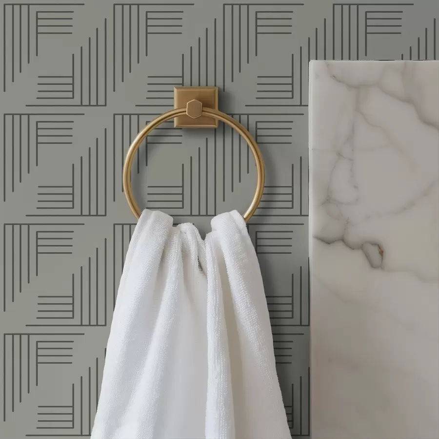 wall murals Linear corner blocks forming squares on warm gray a00907