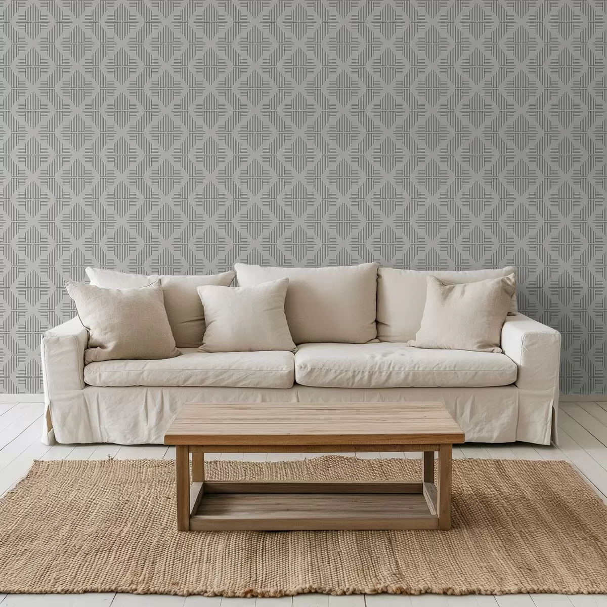 Wallpaper Slate lines forming stepped squares on pale gray a00909