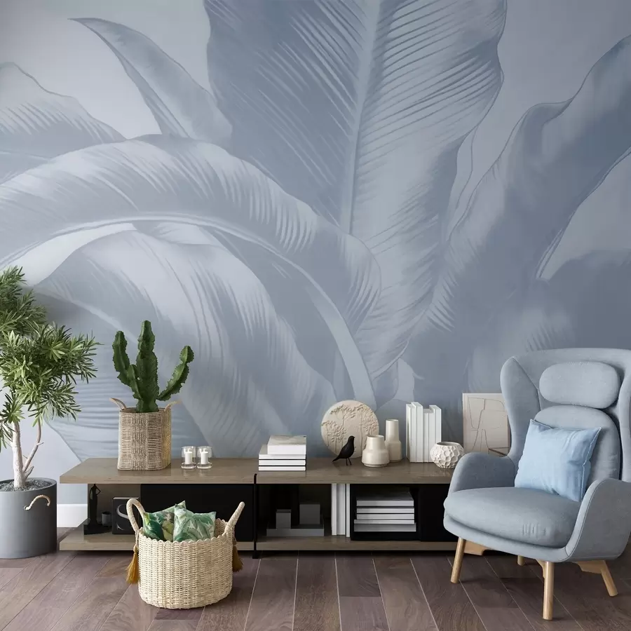 wall murals Long leaves, banana leaves with a worn effect w04827v1