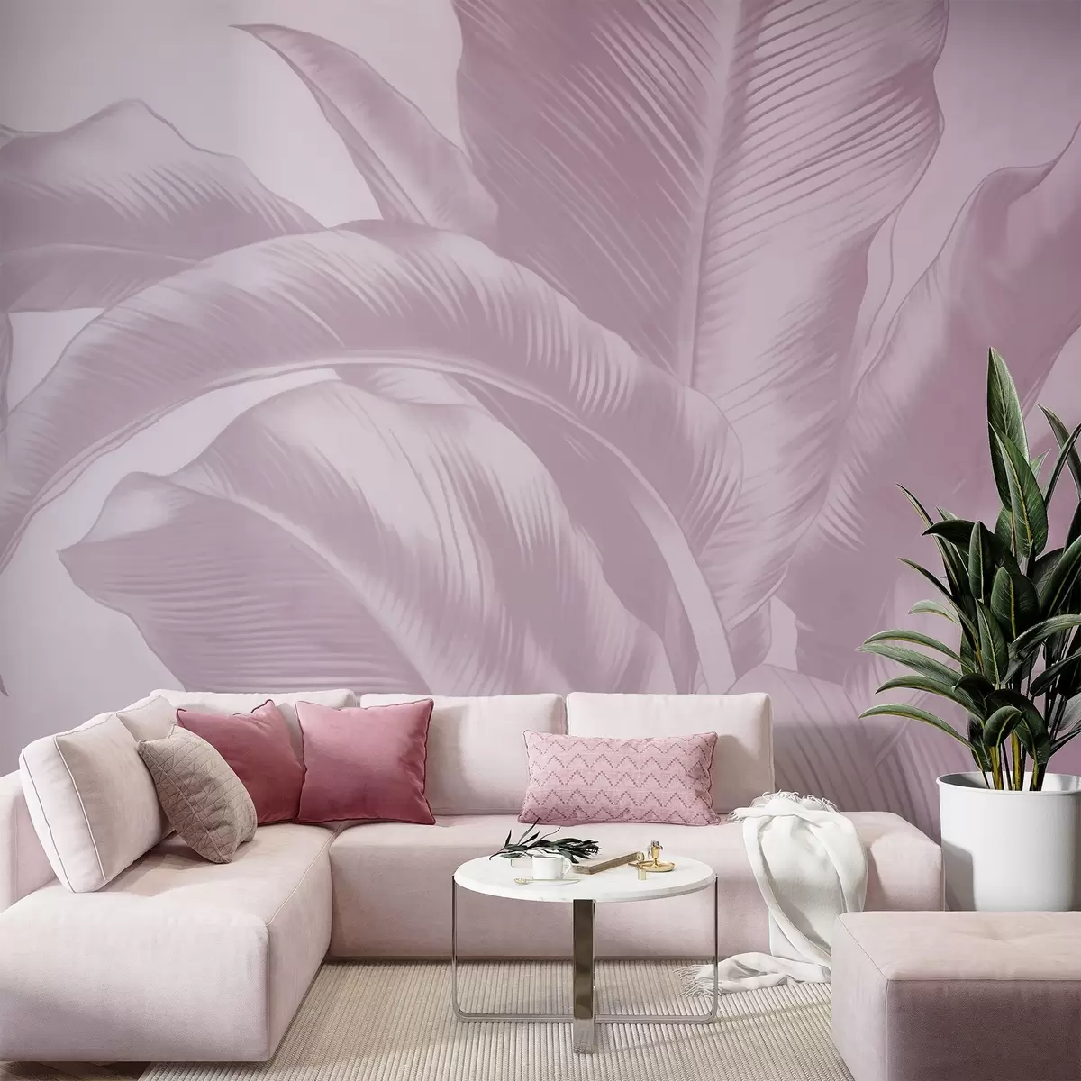 wall murals Long leaves, banana leaves with a worn effect w04827v2