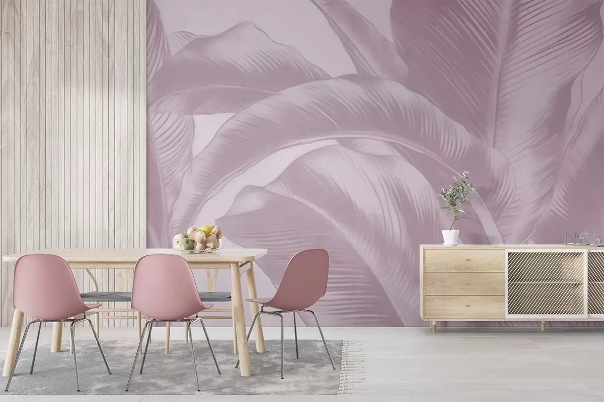 wall murals Long leaves, banana leaves with a worn effect w04827v2
