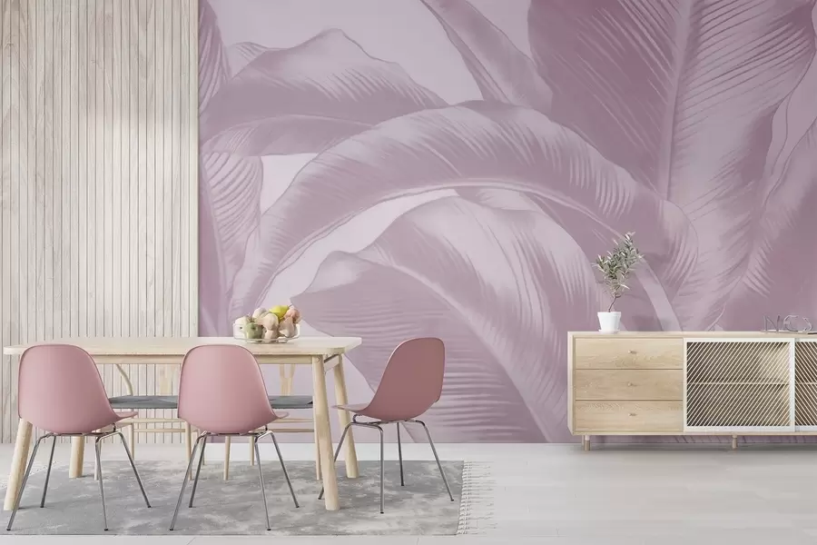 wall murals Long leaves, banana leaves with a worn effect w04827v2