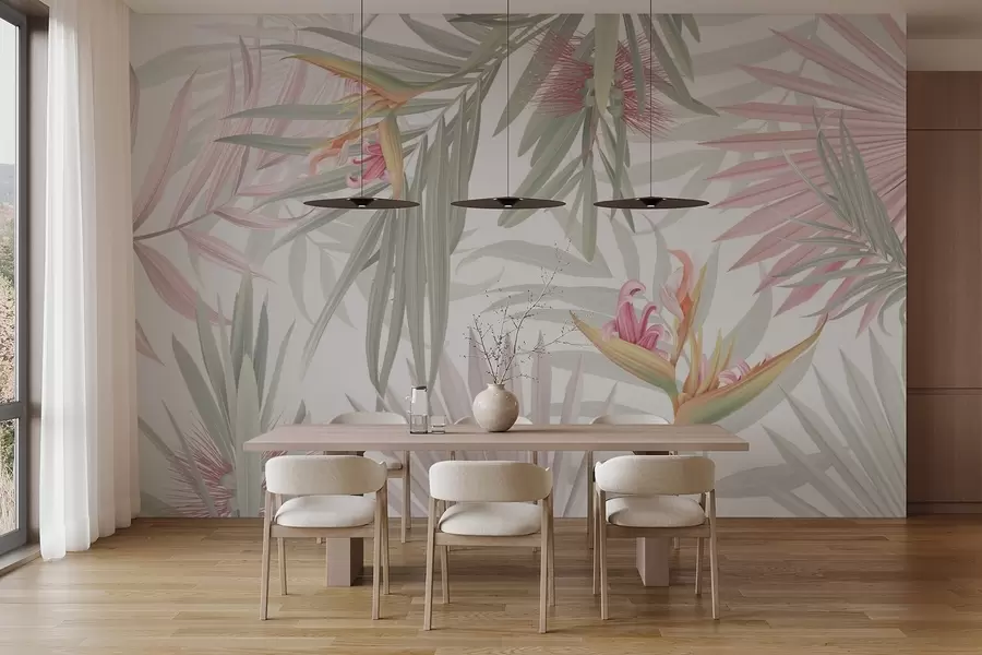wall murals Strelitzia in palm foliage w04896v1
