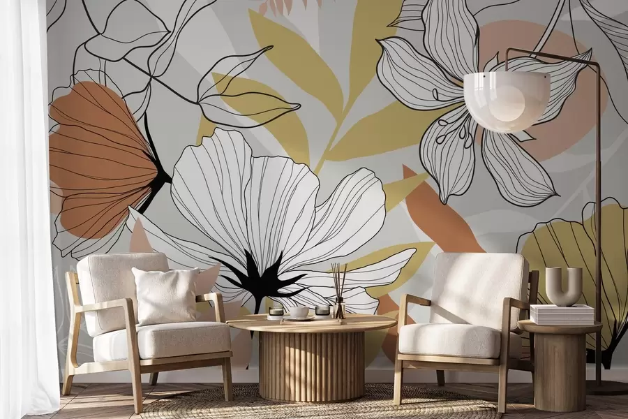 wall murals Abstract plants and flowers w04898