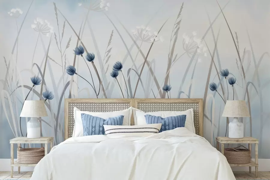 wall murals Painted grass and flowers w04900