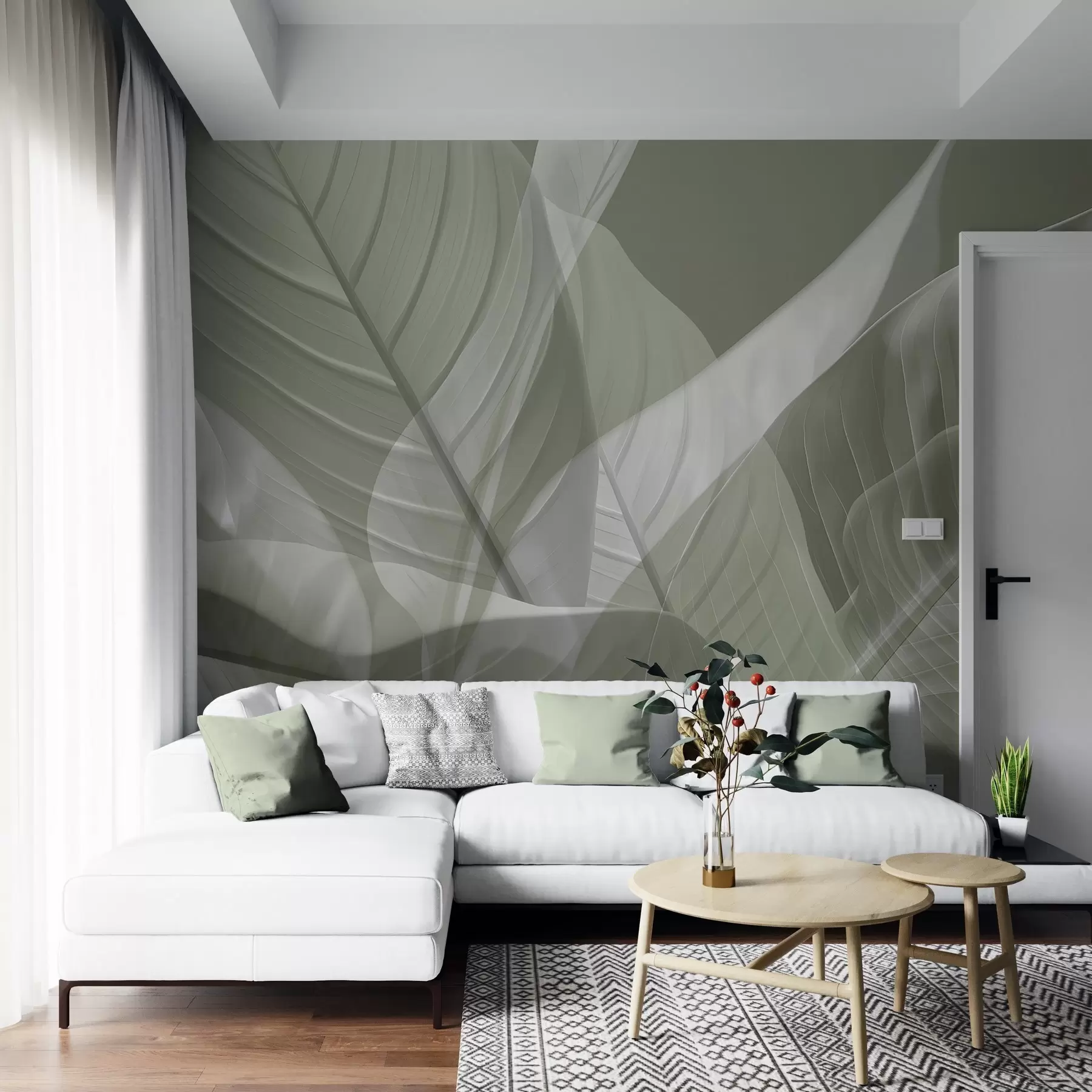 wall murals Large leaves w04901