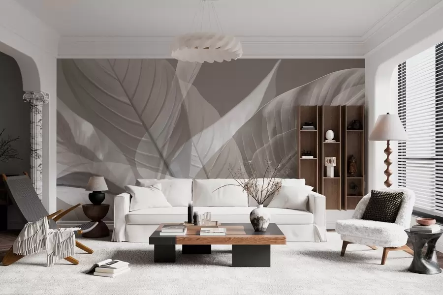 wall murals Large leaves w04901v2