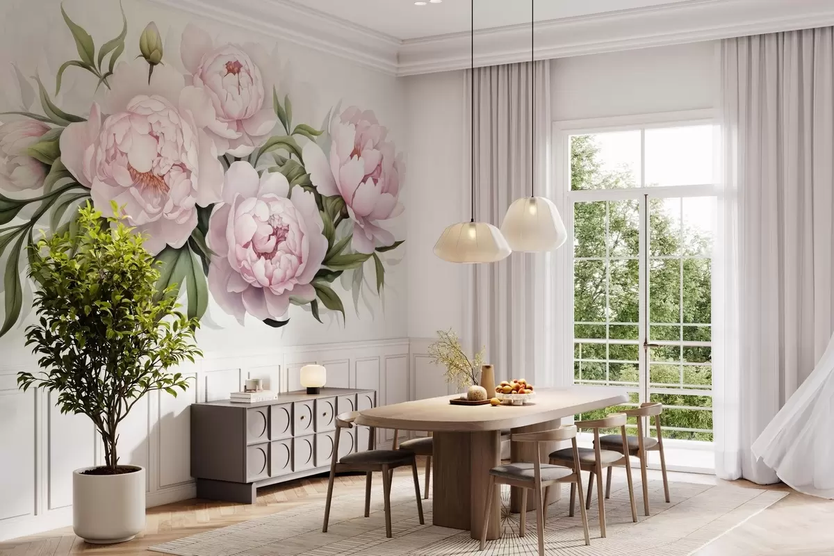 wall murals Lush bouquet of peonies w04902