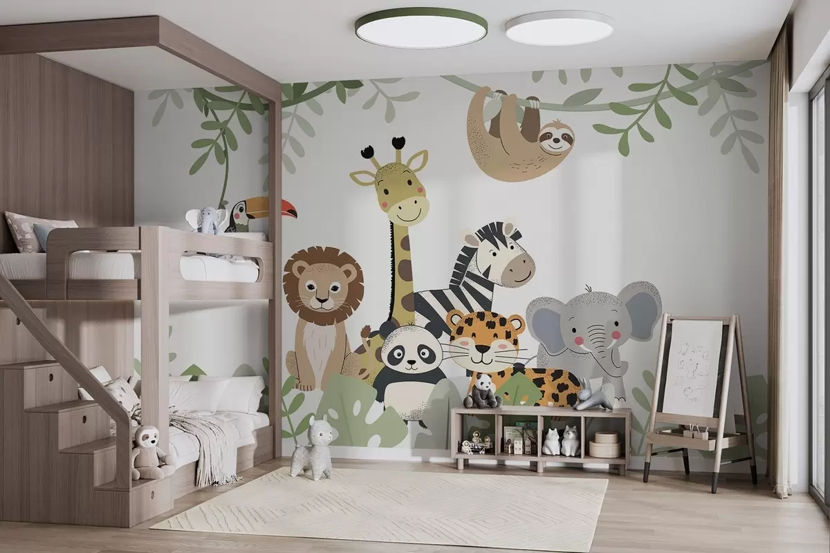 wall murals Fairytale jungle with animals w04905