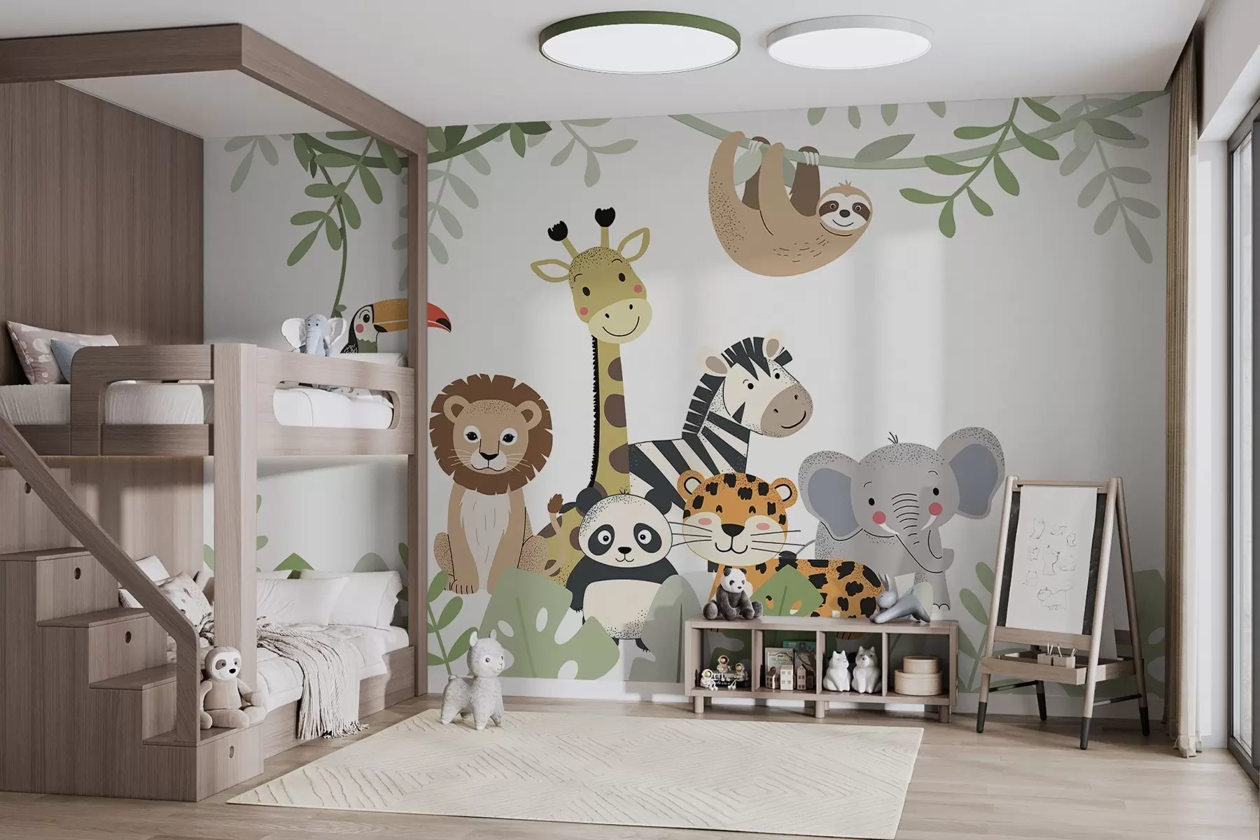 wall murals Fairytale jungle with animals w04905