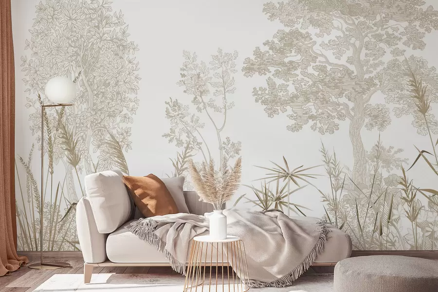 wall murals Trees and grass w04910v1
