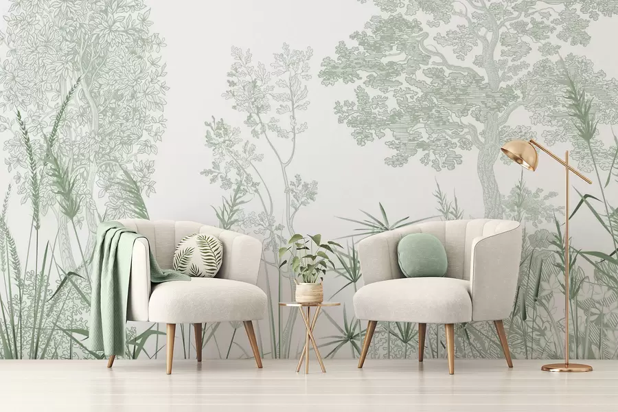 wall murals Trees and grass w04910v2