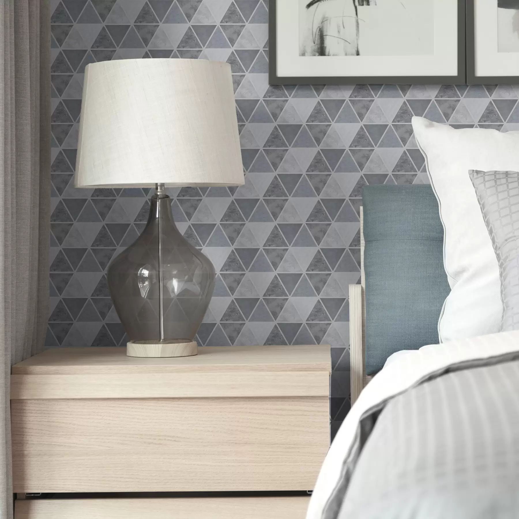 wall murals Triangle geometry in cool blue-grey tones a00917v1