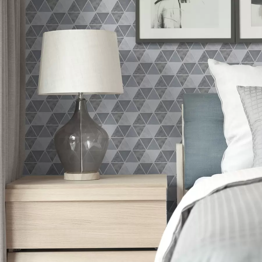 wall murals Triangle geometry in cool blue-grey tones a00917v1