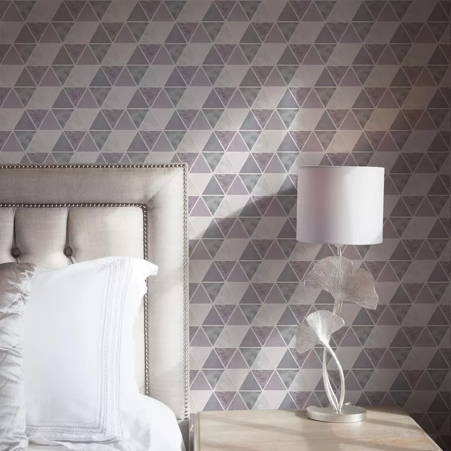 wall murals Triangles combining lilac and grey shades a00917v2