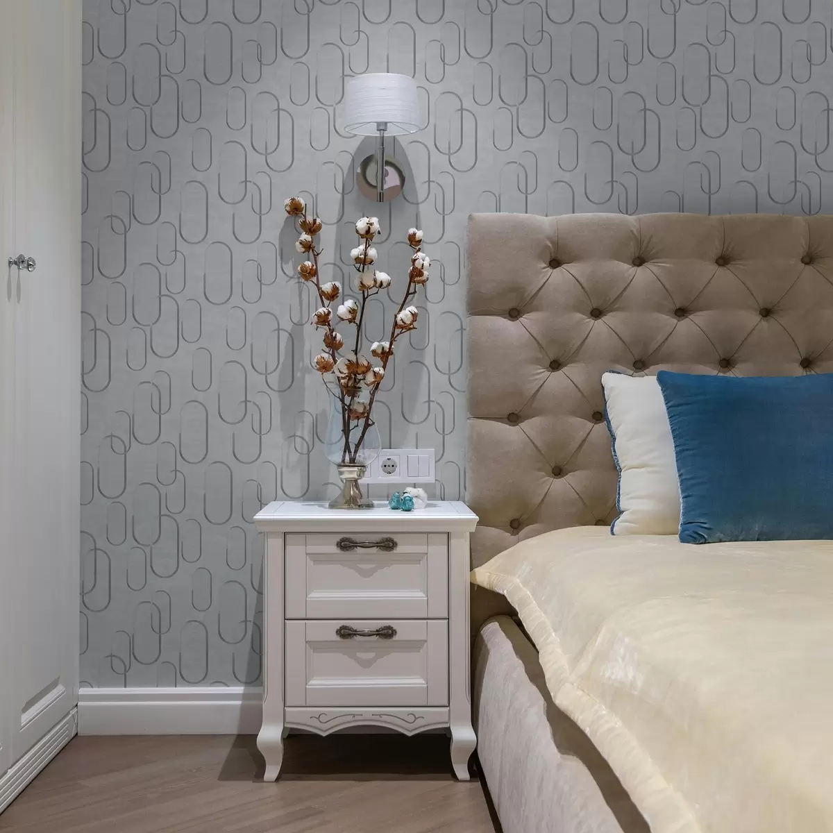 Wallpaper Light background with elongated ovals, grey outlines a00921