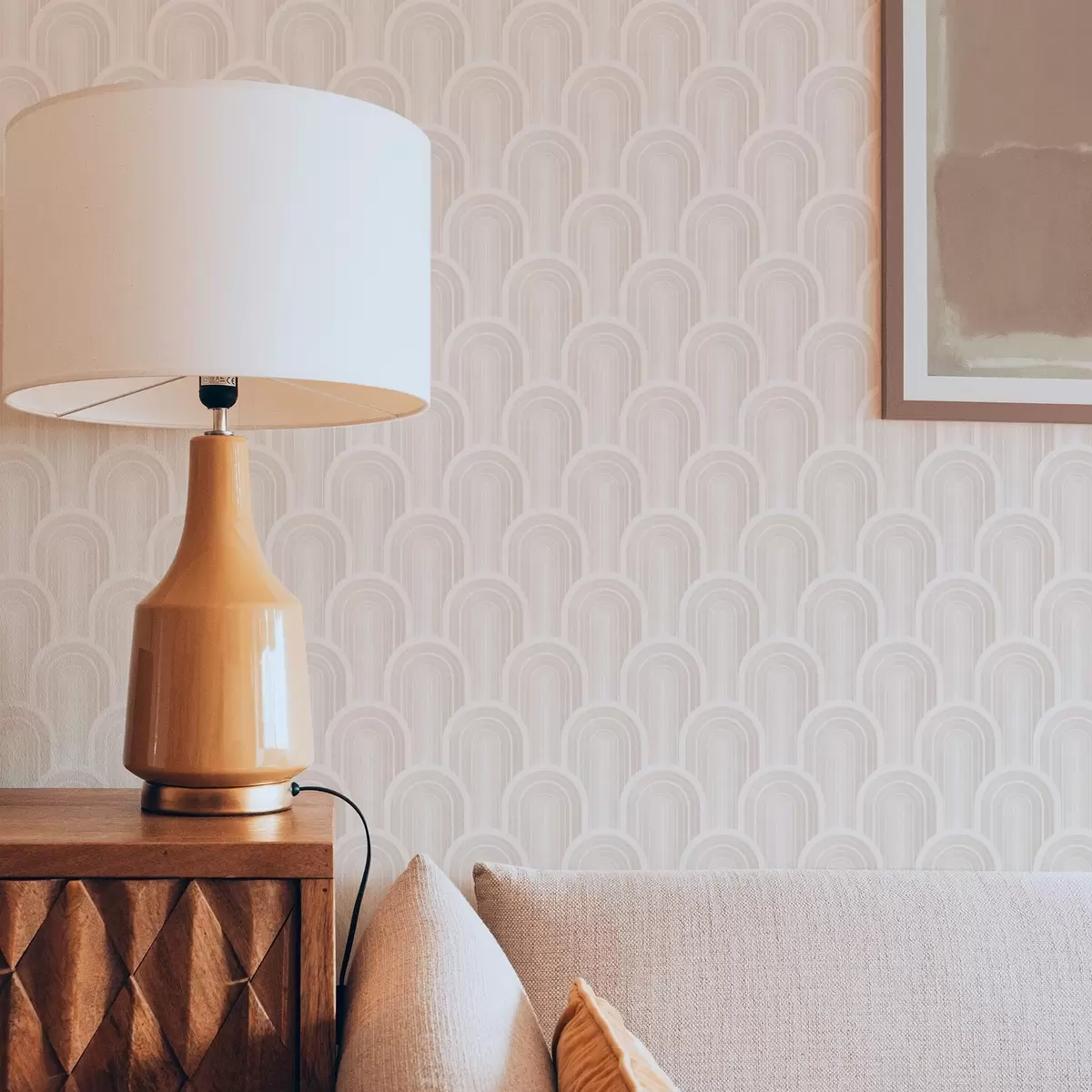 Wallpaper Small arch modules in warm cream-beige shades a00924