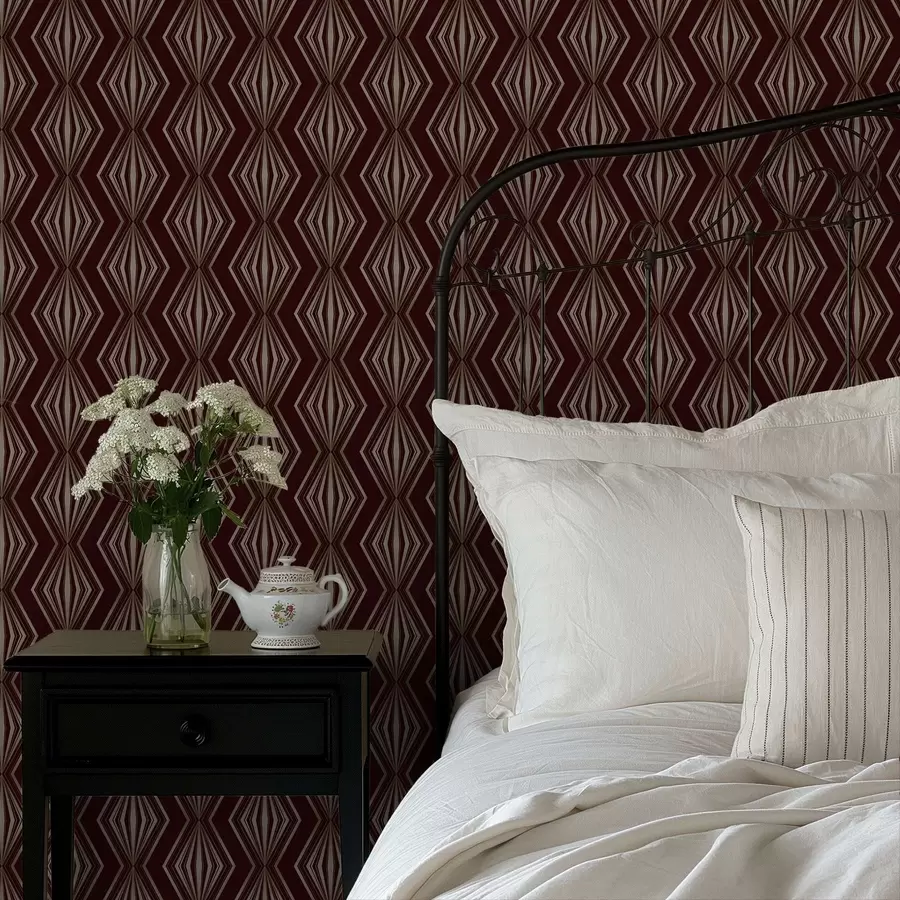 wall murals Diamond geometric pattern on a wine-brown background a00925v1