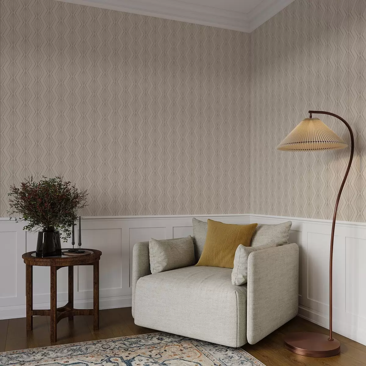 Wallpaper Light diamond ornament in calm beige tones a00925v2