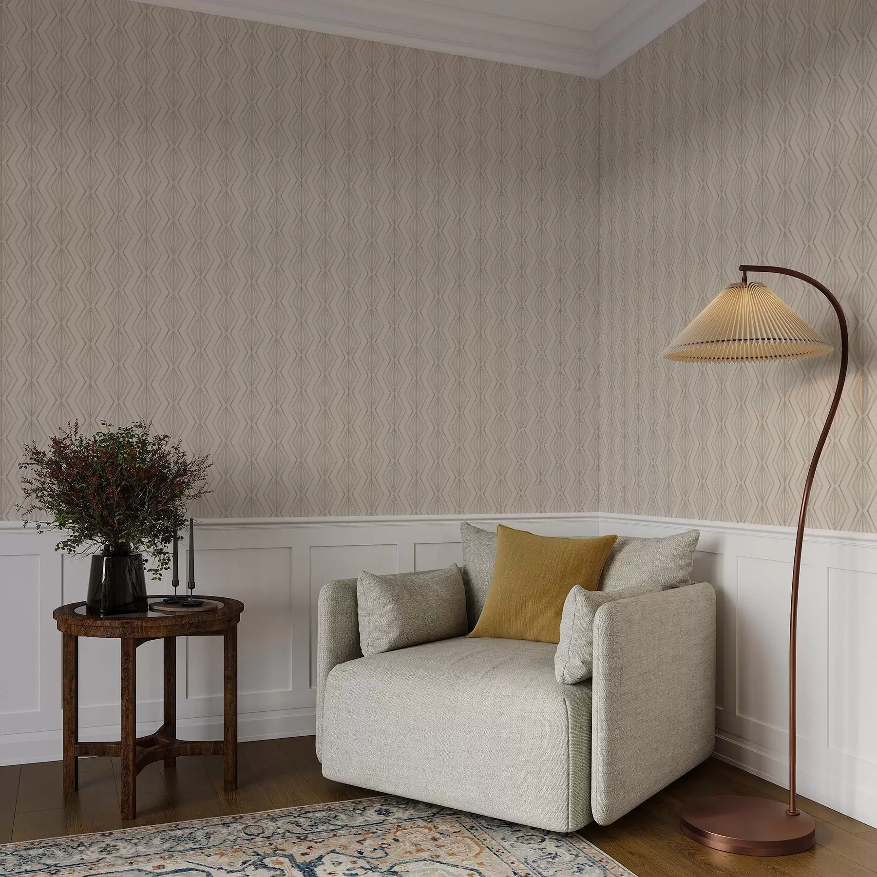 wall murals Light diamond ornament in calm beige tones a00925v2