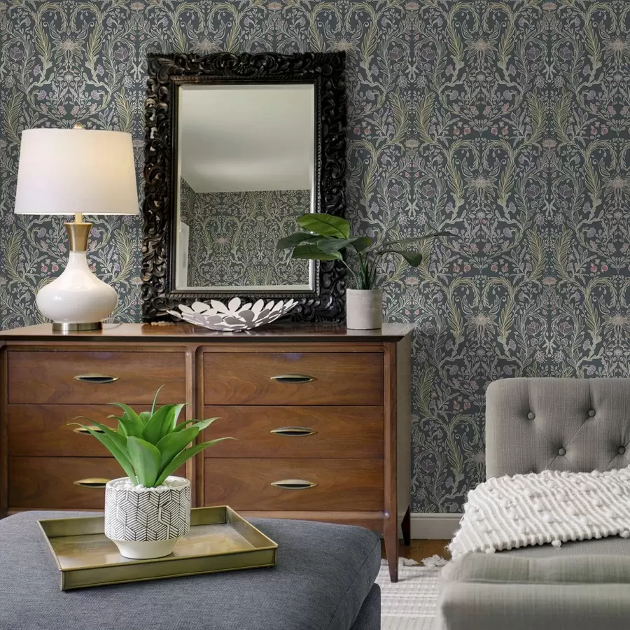 wall murals The same ornament on a cool grey-blue background a00928v1