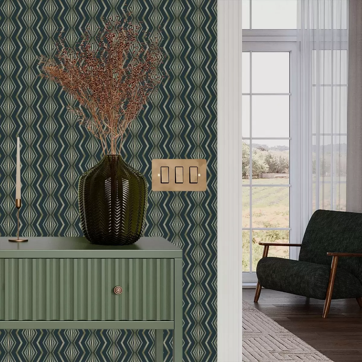 Wallpaper Dark teal diamond geometric pattern a00973v1