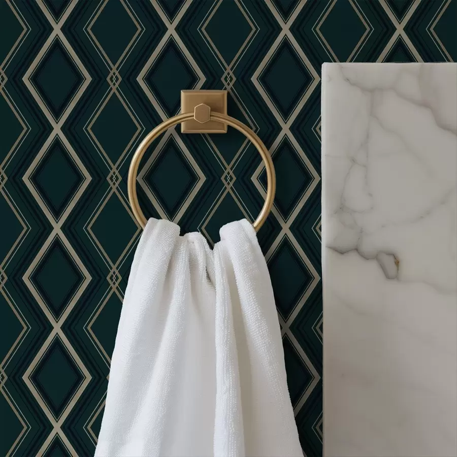 wall murals Dark teal background with a repeating diamond grid a00975v1