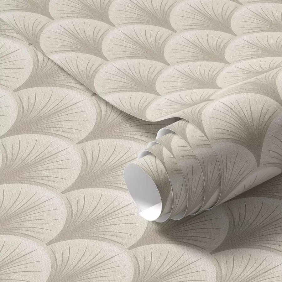 wall murals Beige fan arches with fine rays on a light background a00978