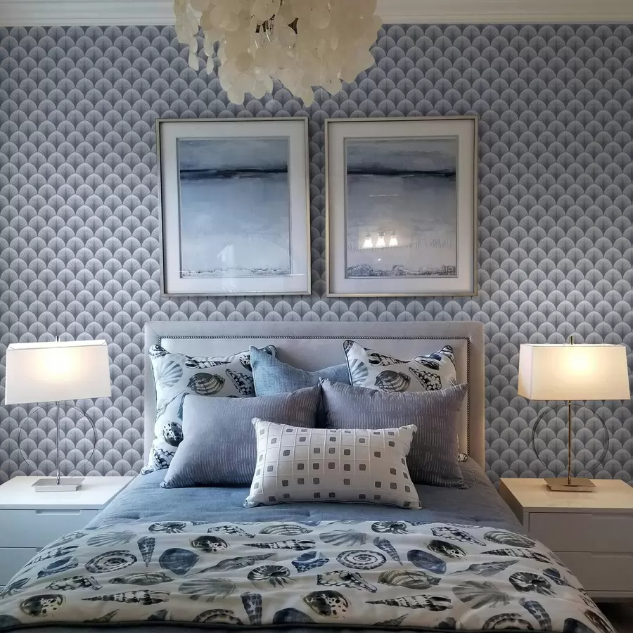 wall murals Blue fan arches with rays on a light blue background a00978v1