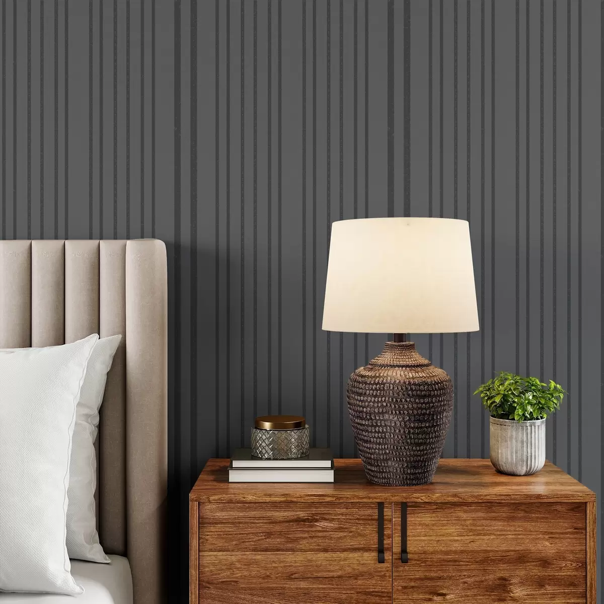 Wallpaper Dark grey background with vertical textured stripes a00979v1